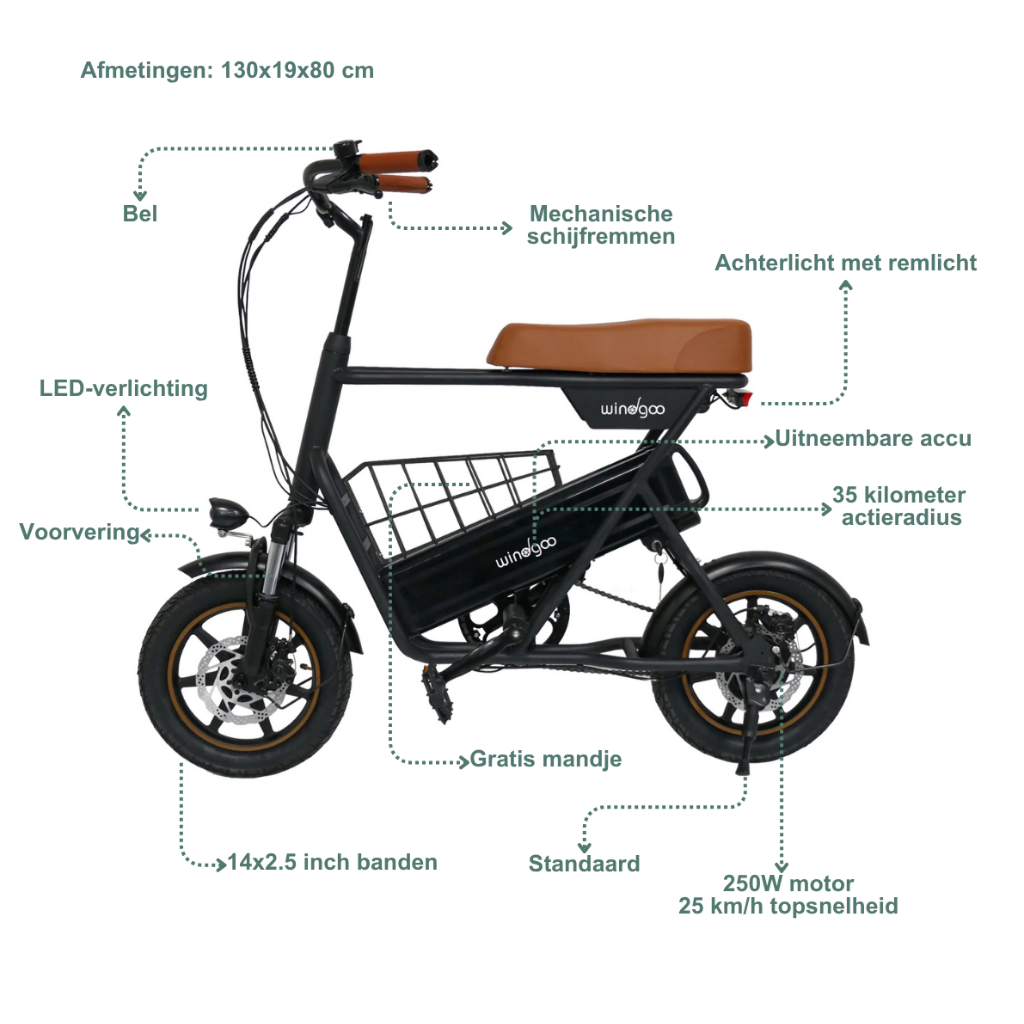 Windgoo F1 - Bruin (incl. gratis mandje)