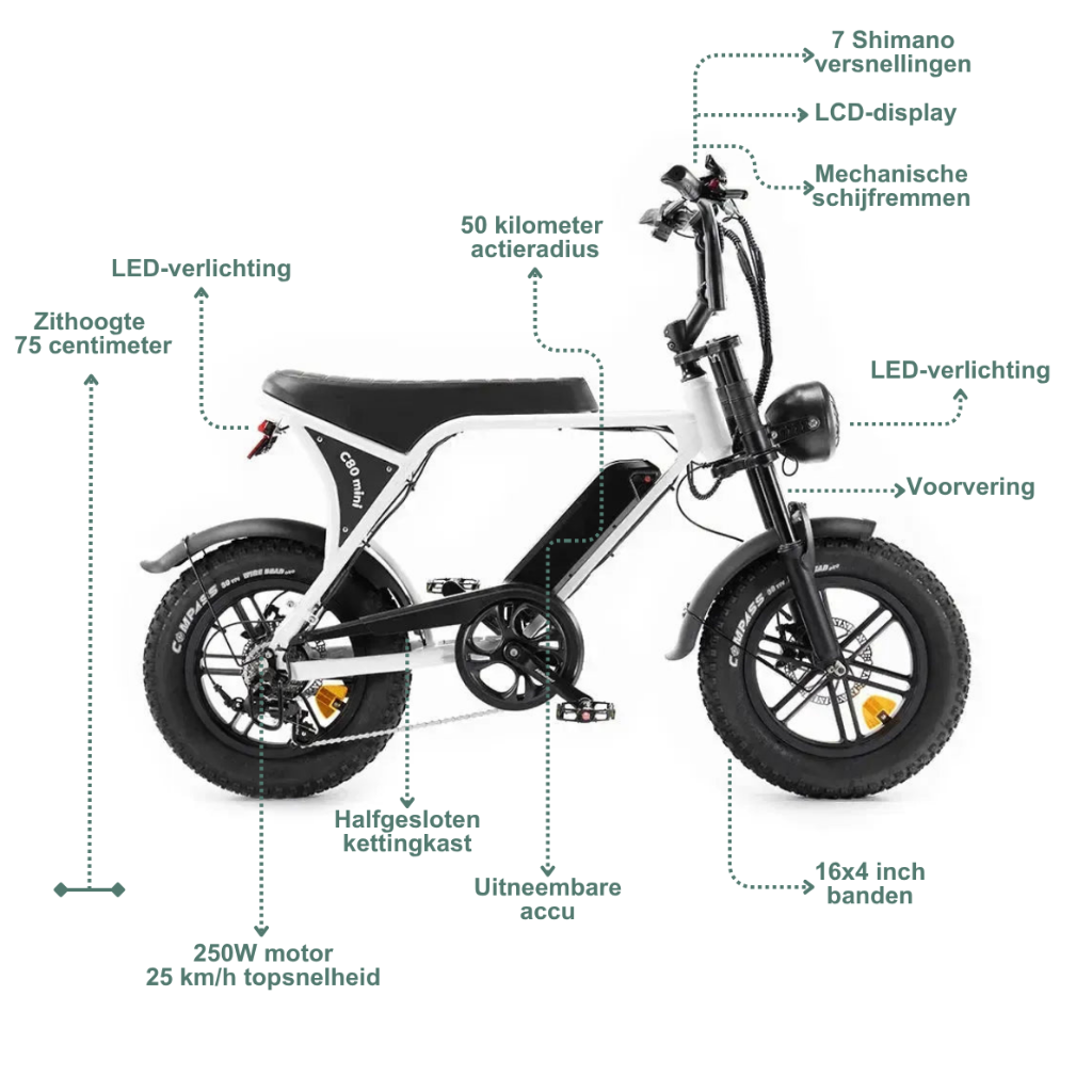 OUXI C80 Mini - Wit (incl. voetsteuntjes & alarm)