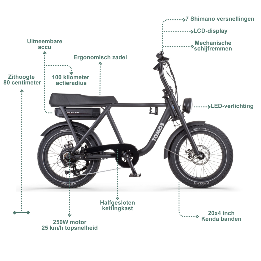 TOMOS Flexer - Matt Black (hoge instap)